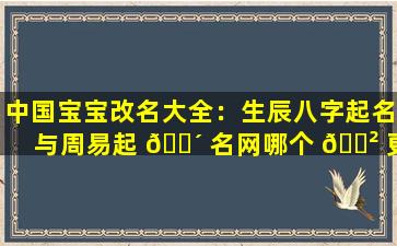 中国宝宝改名大全：生辰八字起名与周易起 🐴 名网哪个 🌲 更靠谱